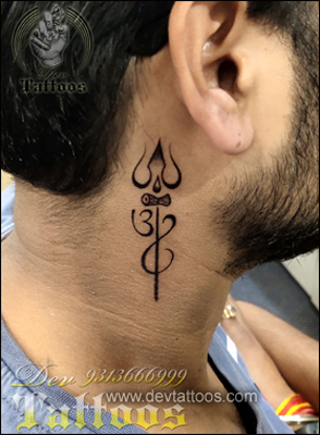 Livelife Ink Tattoos Studio  Haldwani  Trishul with Om on side neck   Done by artisthemanshupangtey for booking 9760083275 Address livelife  Ink tattoosThandi Sadak next to kotak Mahindra bank